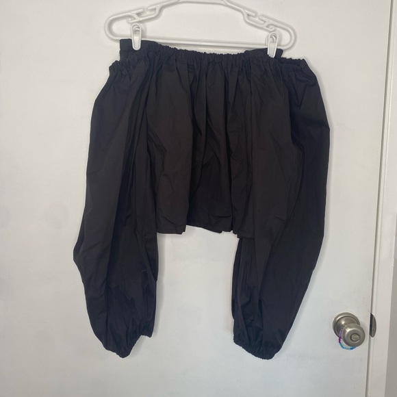 Maya Meyer Cold-Shoulder Crop Top Balloon Sleeve Blouse, Size S/M - Picture 4 of 4